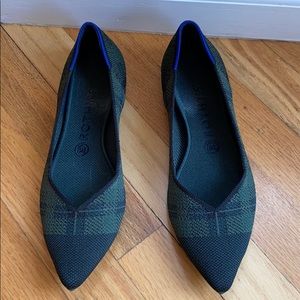 RETIRED Rothys green plaid the point size 9.5